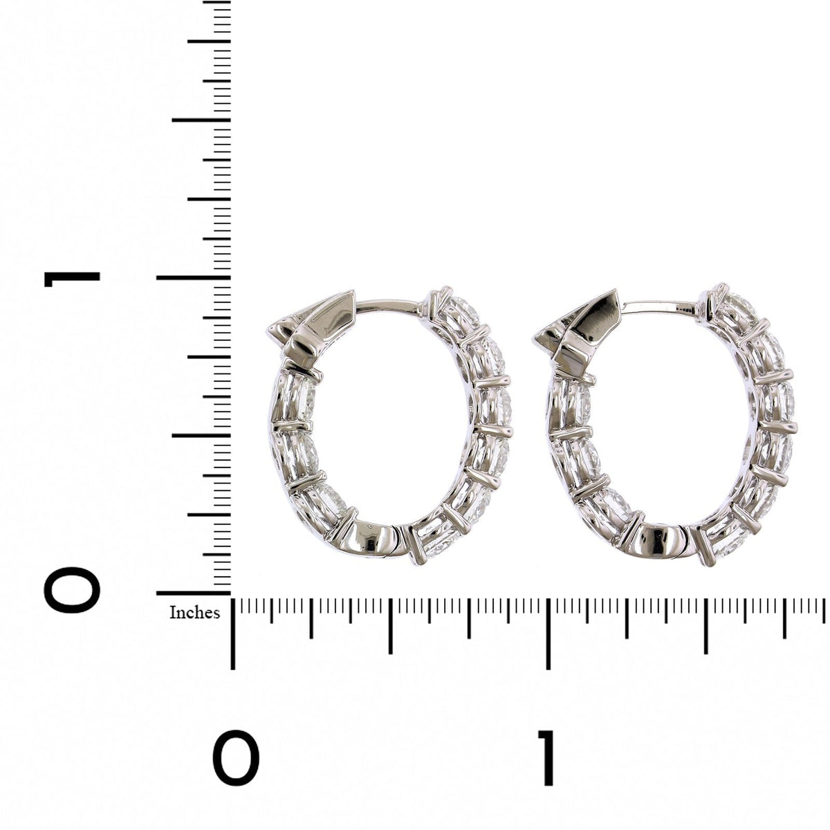 18K White Gold Inside Outside Diamond Hoop Earrings, White Gold, Long's Jewelers