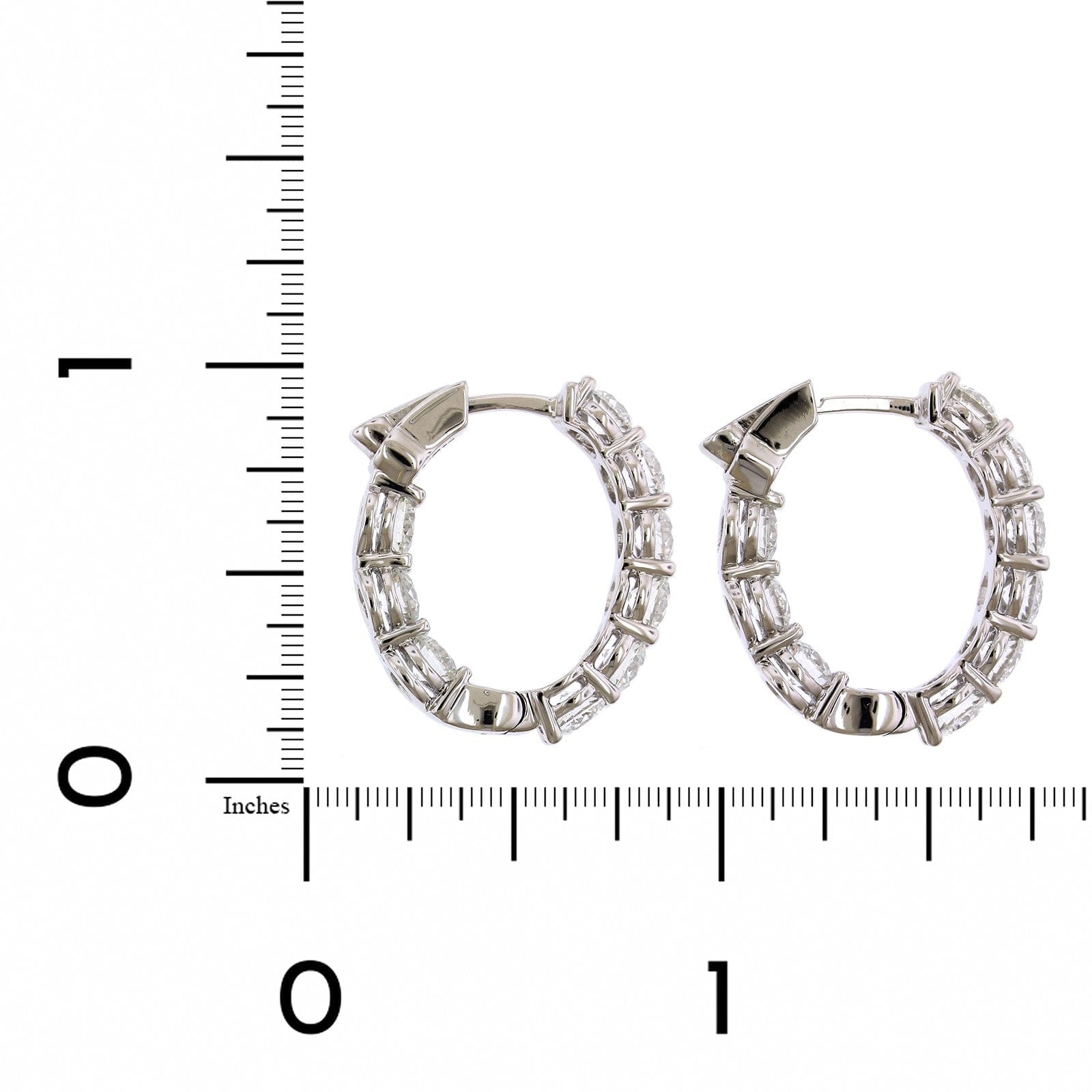 18K White Gold Inside Outside Diamond Hoop Earrings, White Gold, Long's Jewelers