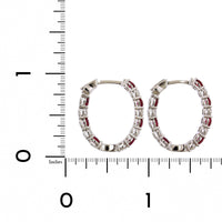 18K White Gold Inside Outside Ruby and Diamond Hoop Earrings, White Gold, Long's Jewelers