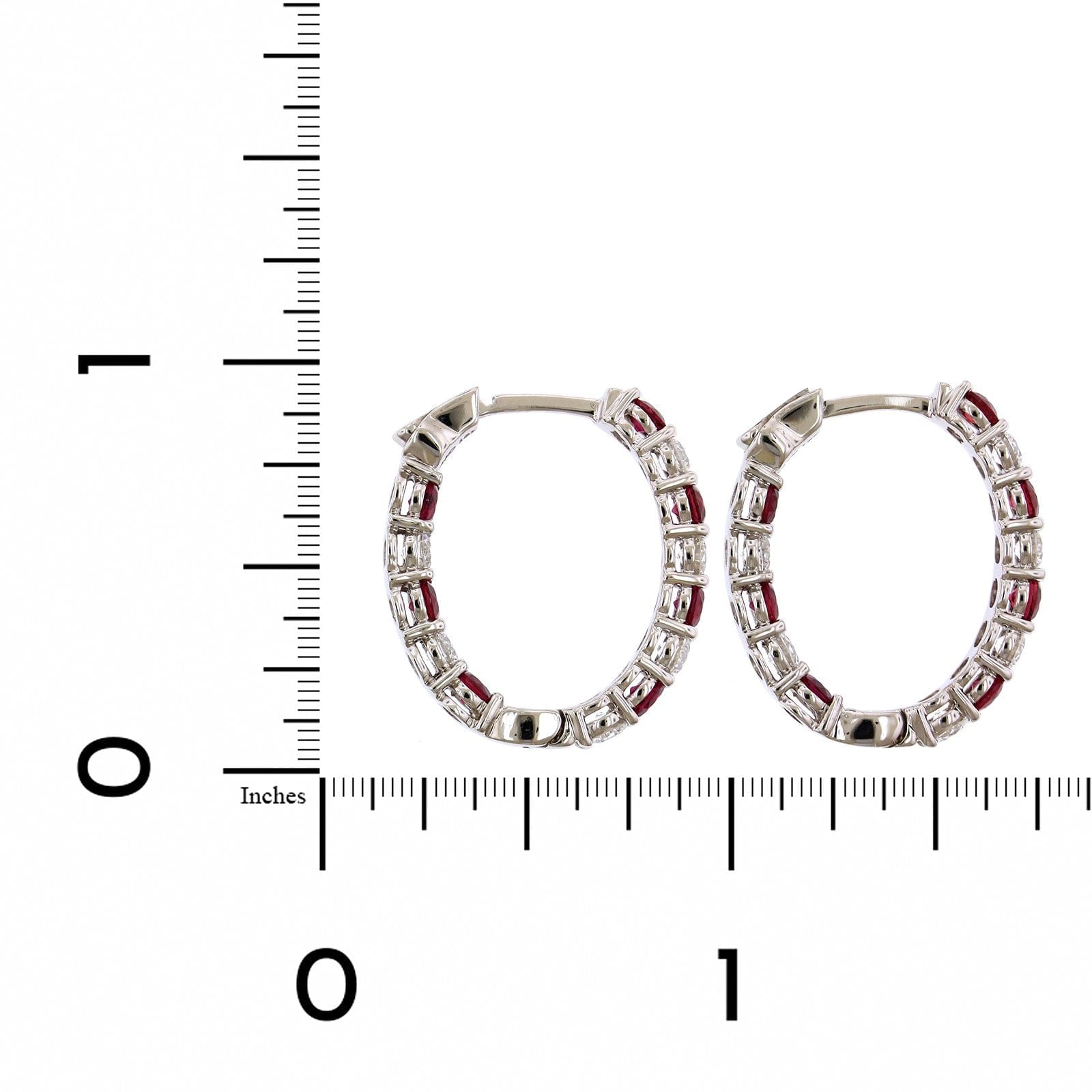 18K White Gold Inside Outside Ruby and Diamond Hoop Earrings, White Gold, Long's Jewelers