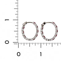 18K White Gold Inside Outside Ruby and Diamond Hoop Earrings, White Gold, Long's Jewelers