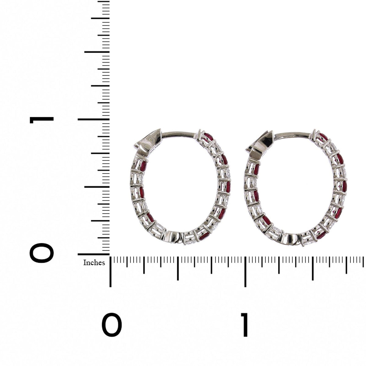 18K White Gold Inside Outside Ruby and Diamond Hoop Earrings, White Gold, Long's Jewelers