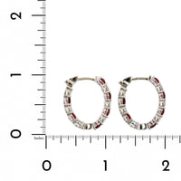 18K White Gold Inside Outside Ruby and Diamond Hoop Earrings, White Gold, Long's Jewelers