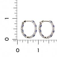 18K White Gold Inside Outside Sapphire and Diamond Hoop Earrings, White Gold, Long's Jewelers