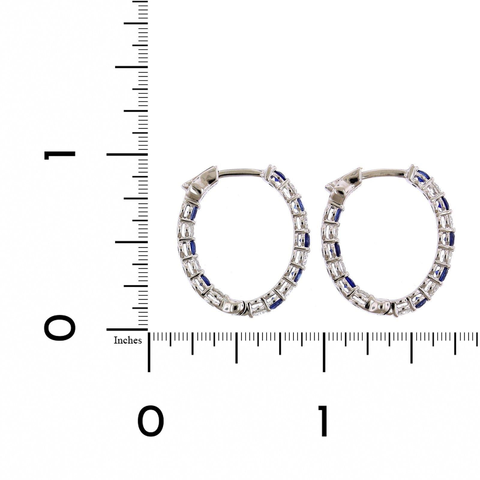 18K White Gold Inside Outside Sapphire and Diamond Hoop Earrings, White Gold, Long's Jewelers