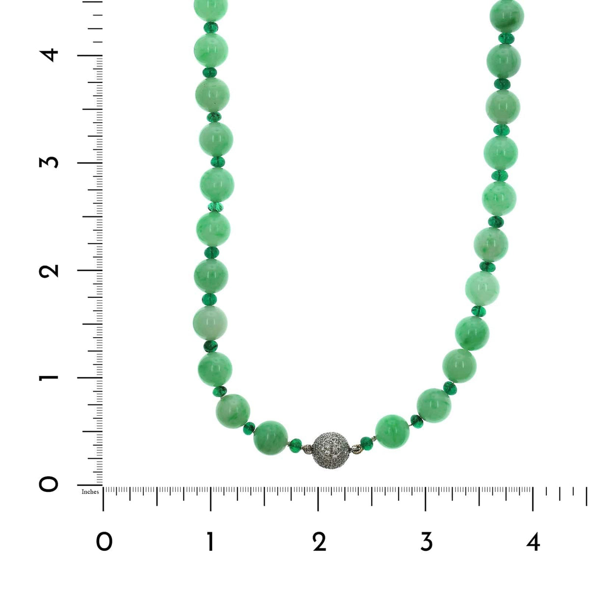 18K White Gold Jade and Emerald Bead Necklace, 18k white gold, Long's Jewelers