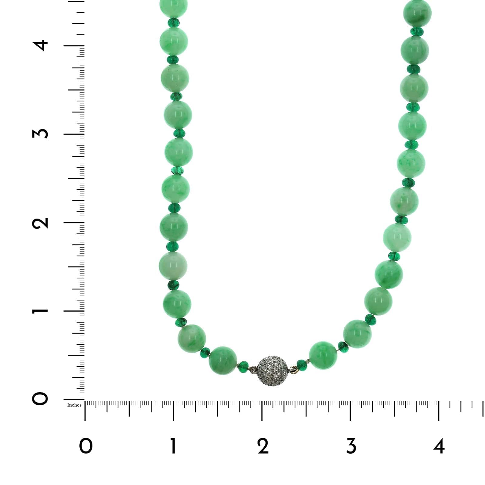 18K White Gold Jade and Emerald Bead Necklace, 18k white gold, Long's Jewelers