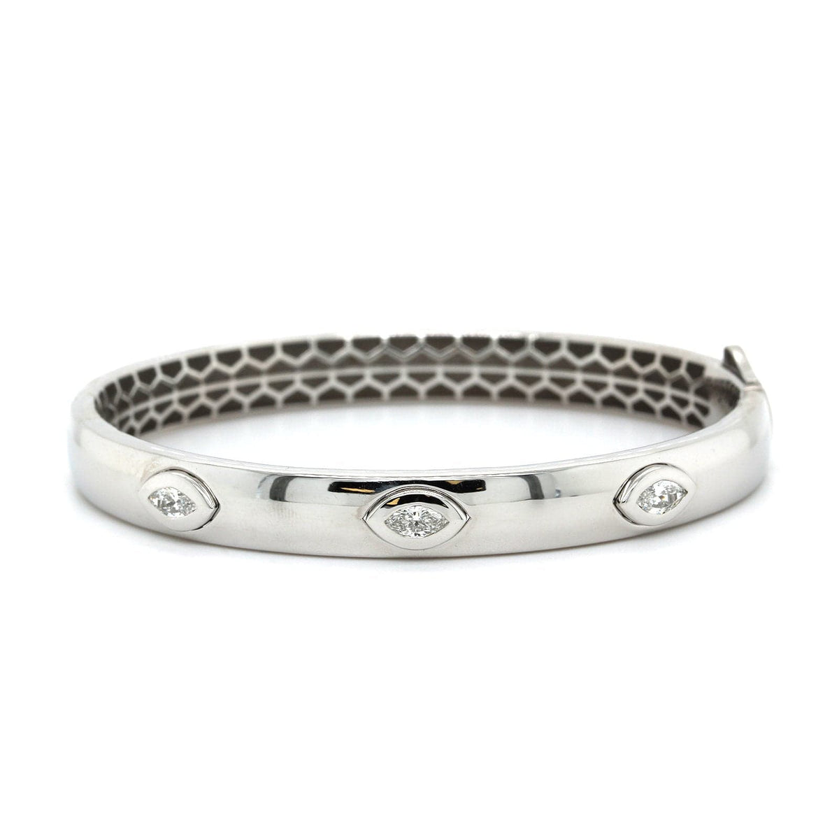 18K White Gold Marquise Cut Diamond Bangle Bracelet, White Gold, Long's Jewelers