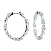 18K White Gold Multi Shape Diamond Hoop Earrings, 18k white gold, Long's Jewelers
