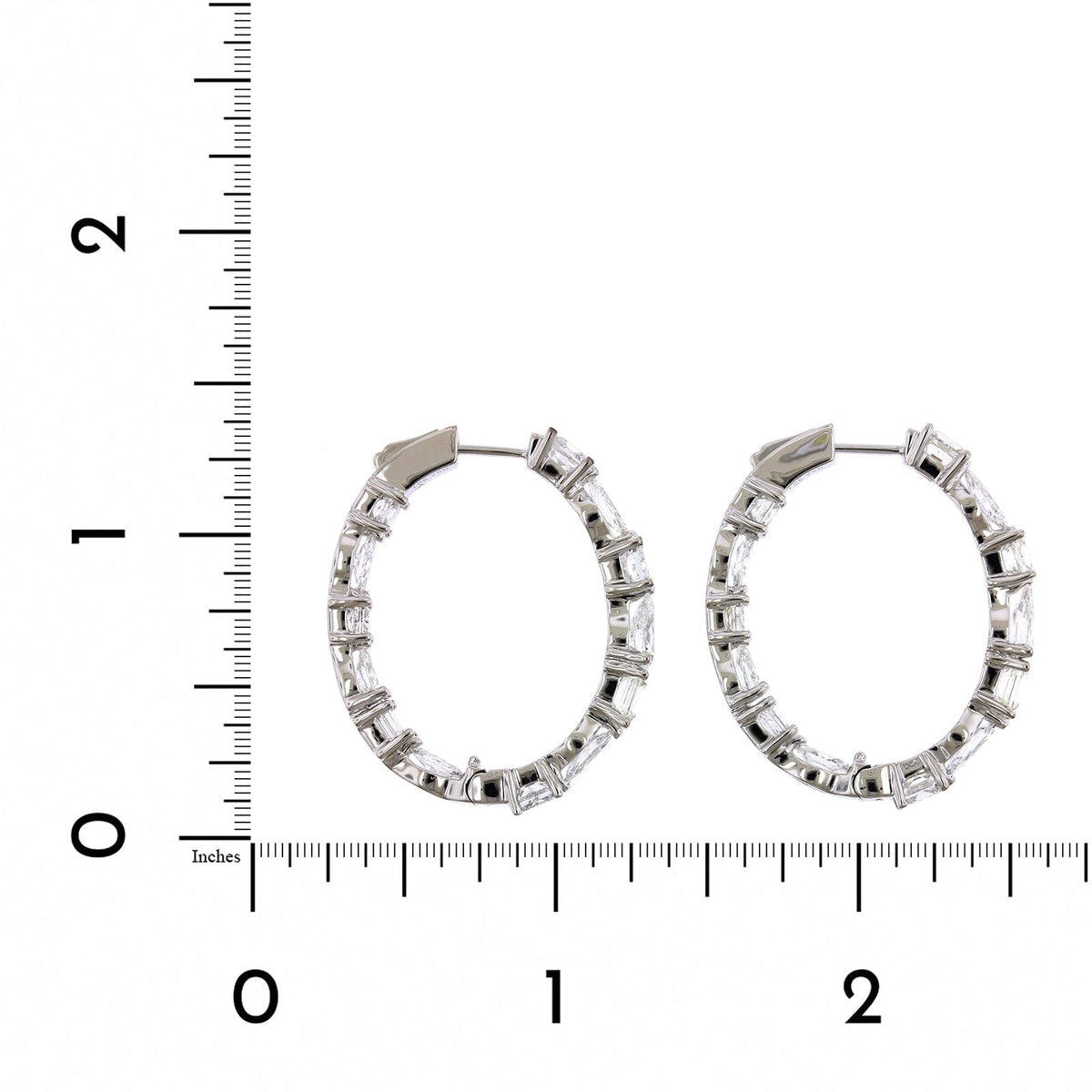 18K White Gold Multi Shape Diamond Hoop Earrings, 18k white gold, Long's Jewelers