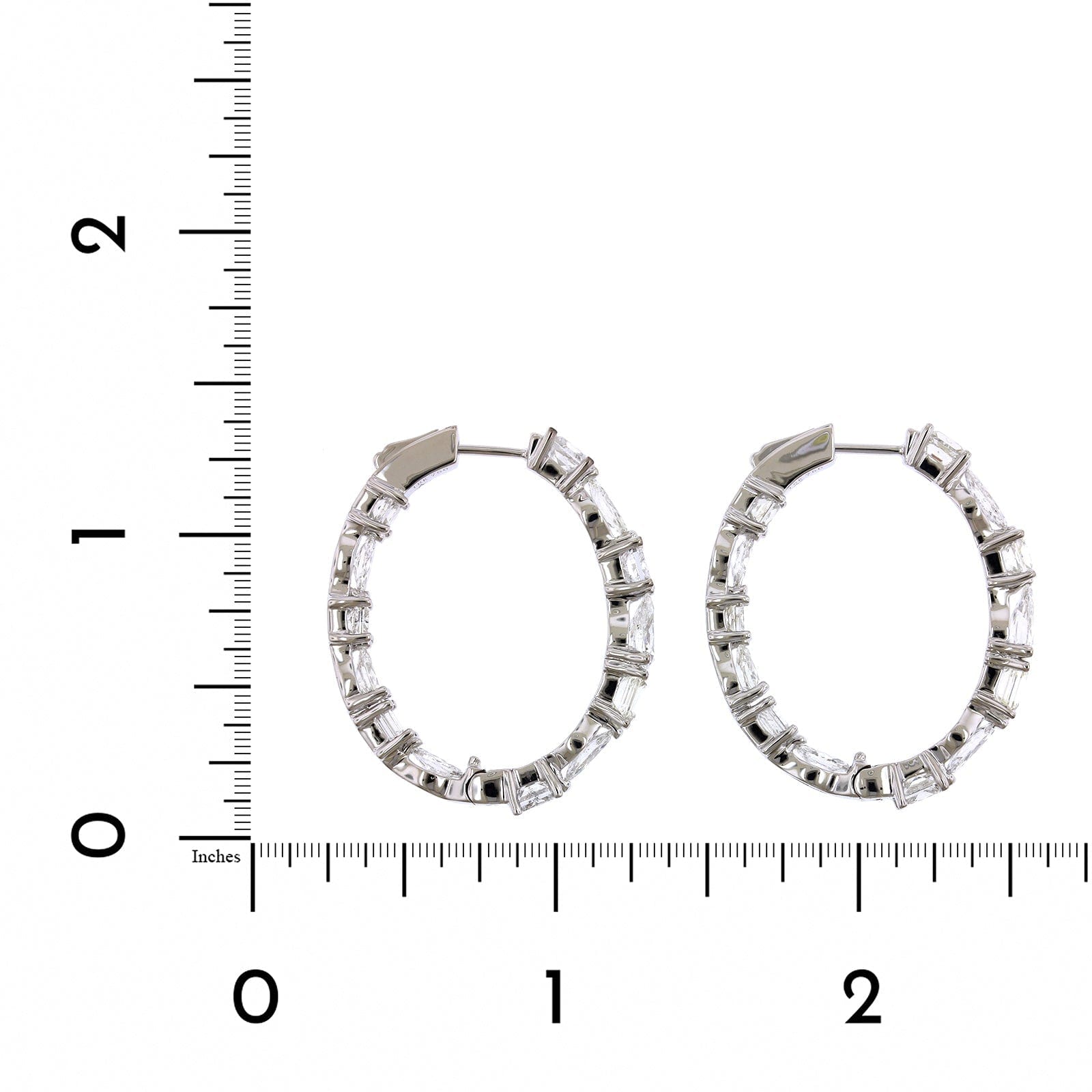 18K White Gold Multi Shape Diamond Hoop Earrings, 18k white gold, Long's Jewelers