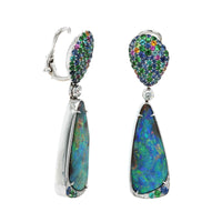 18K White Gold Opal and Mix Stone Dangle Earrings, White Gold, Long's Jewelers