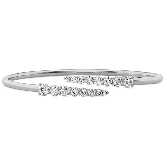 18K White Gold Open Bangle Diamond Bracelet, Gold, Long's Jewelers