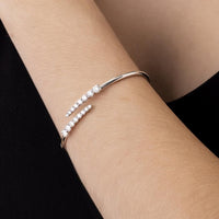 18K White Gold Open Bangle Diamond Bracelet
