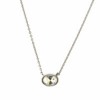 18K White Gold Oval Diamond Bezel Set with Milgrain Pendant, white gold, Long's Jewelers