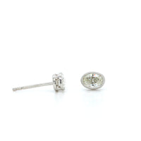 18K White Gold Oval Diamond Bezel Set with Milgrain Stud Earrings, white gold, Long's Jewelers