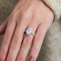18K White Gold Oval Halo Engagement Ring