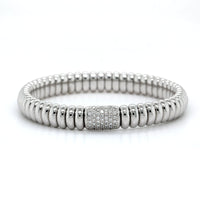 18K White Gold Oval Rondelles Diamond Stretch Bracelet, 18k white gold, Long's Jewelers