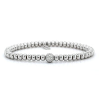 18K White Gold Oval Rondelles Diamond Stretch Bracelet, 18k white gold, Long's Jewelers