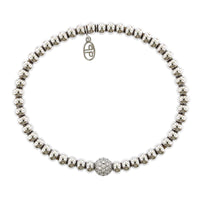 18K White Gold Oval Rondelles Diamond Stretch Bracelet, 18k white gold, Long's Jewelers