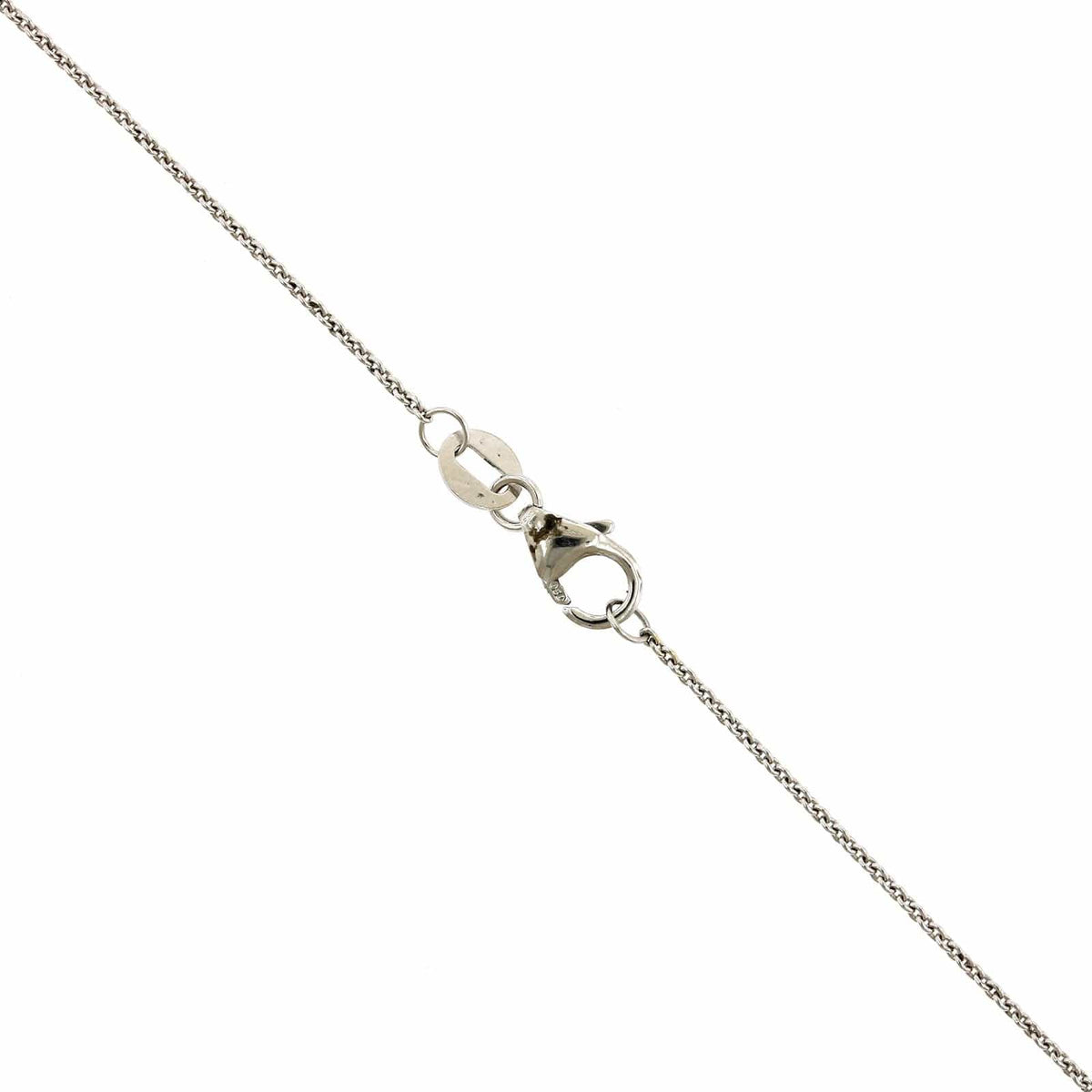 18K White Gold Oval Ruby with Round and Baguette Diamond Halo Necklace