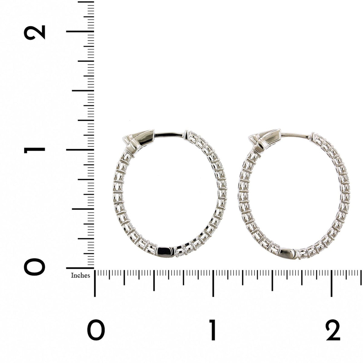 18K White Gold Oval Shape Diamond Hoop Earrings