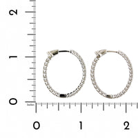 18K White Gold Oval Shape Diamond Hoop Earrings