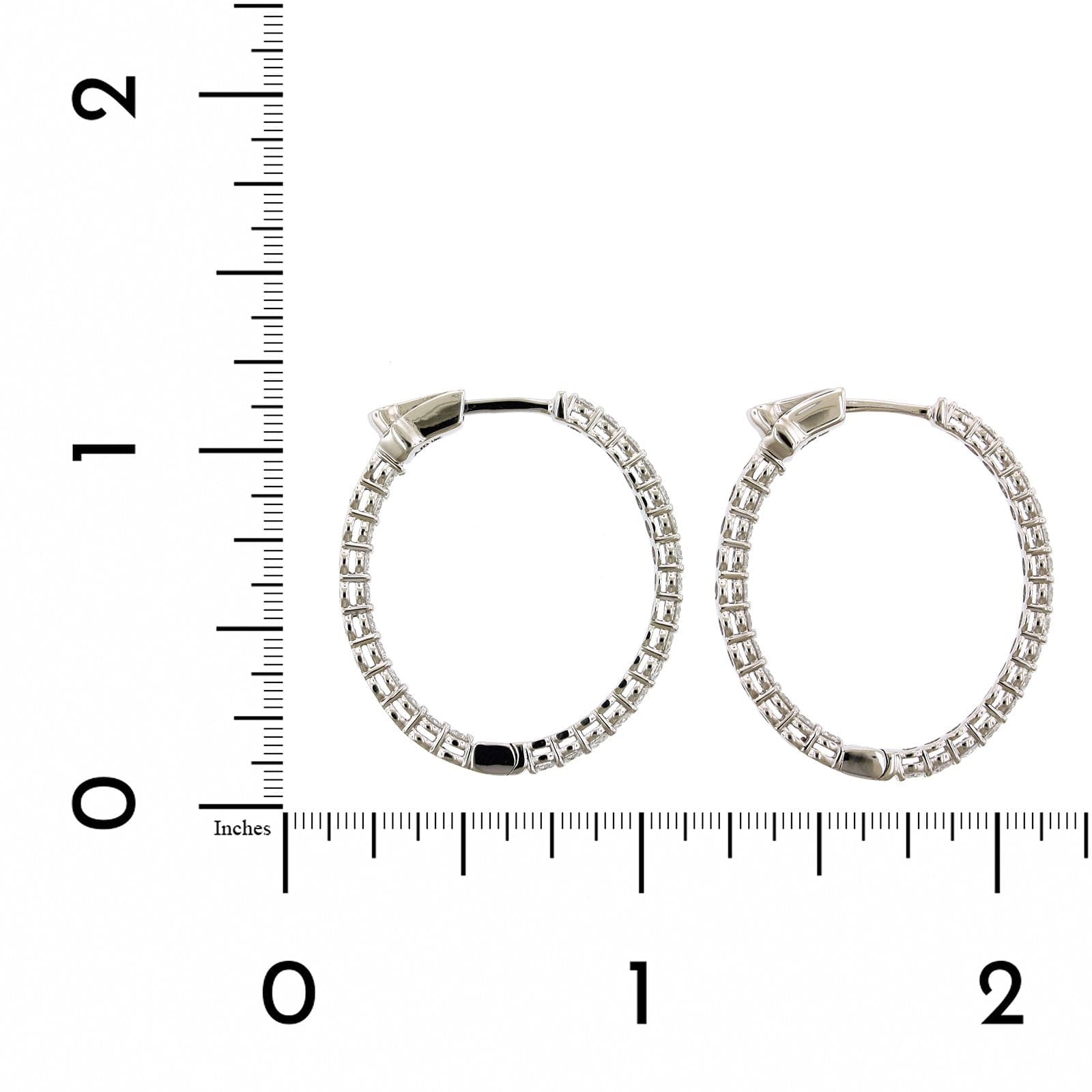 18K White Gold Oval Shape Diamond Hoop Earrings