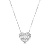 18K White Gold Pave Diamond Heart Necklace