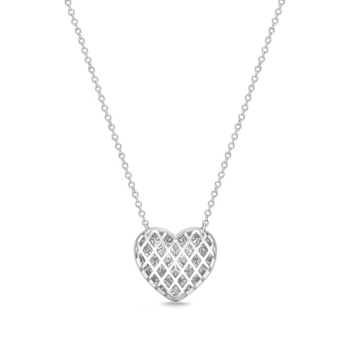 18K White Gold Pave Diamond Heart Necklace