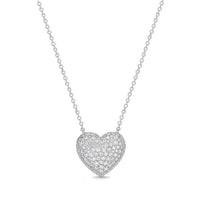 18K White Gold Pave Diamond Heart Necklace, White Gold, Long's Jewelers