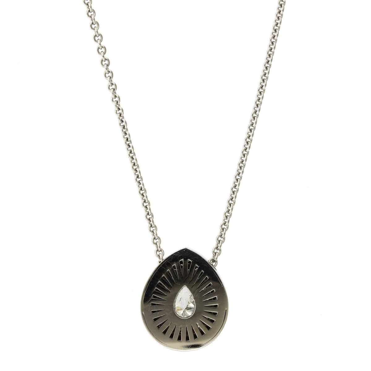 18K White Gold Pear Shape Cut Diamond Pendant, White Gold, Long's Jewelers