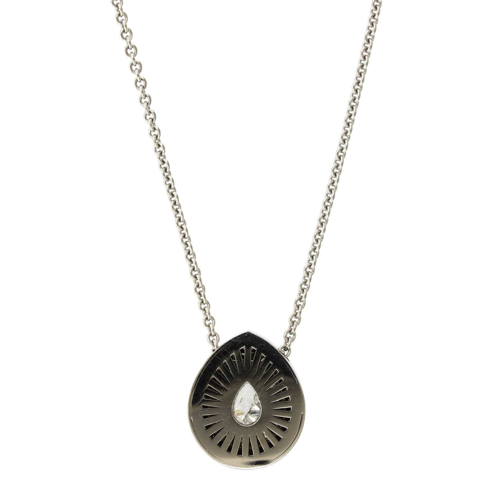 18K White Gold Pear Shape Cut Diamond Pendant, White Gold, Long's Jewelers