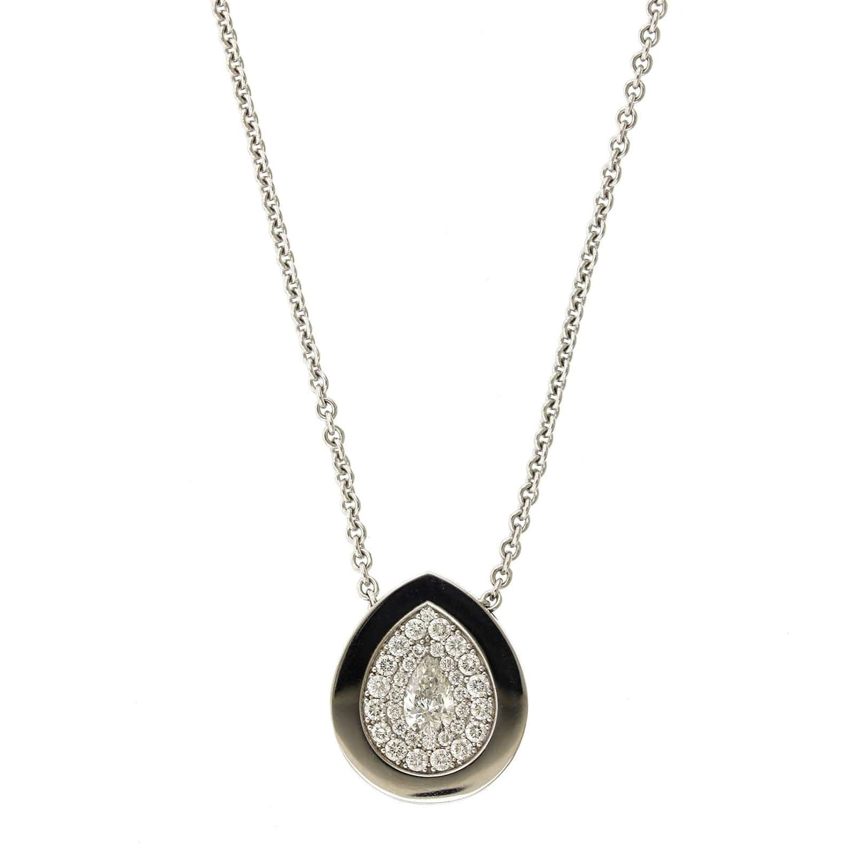 18K White Gold Pear Shape Cut Diamond Pendant, White Gold, Long's Jewelers