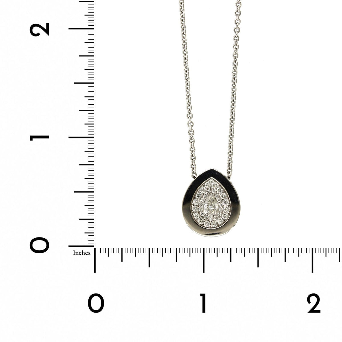 18K White Gold Pear Shape Cut Diamond Pendant, White Gold, Long's Jewelers