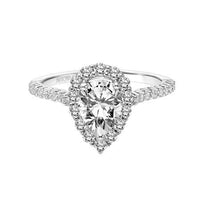 18K White Gold Pear Shape Diamond Halo Engagement Ring Setting, Gold, Long's Jewelers