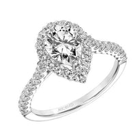 18K White Gold Pear Shape Diamond Halo Engagement Ring Setting