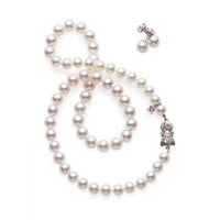18K White Gold Pearl Necklace and Earrings Set, Gold, Long's Jewelers