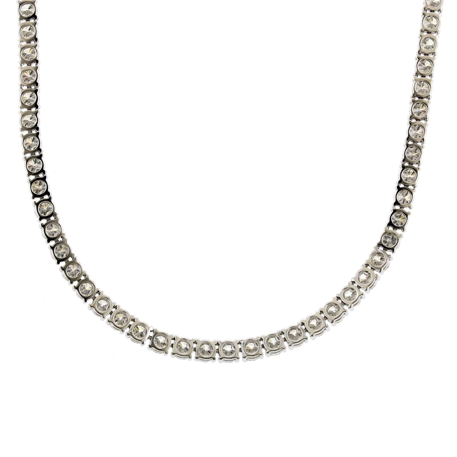 18K White Gold Prong Set Diamond Line Necklace, 18k white gold, Long's Jewelers