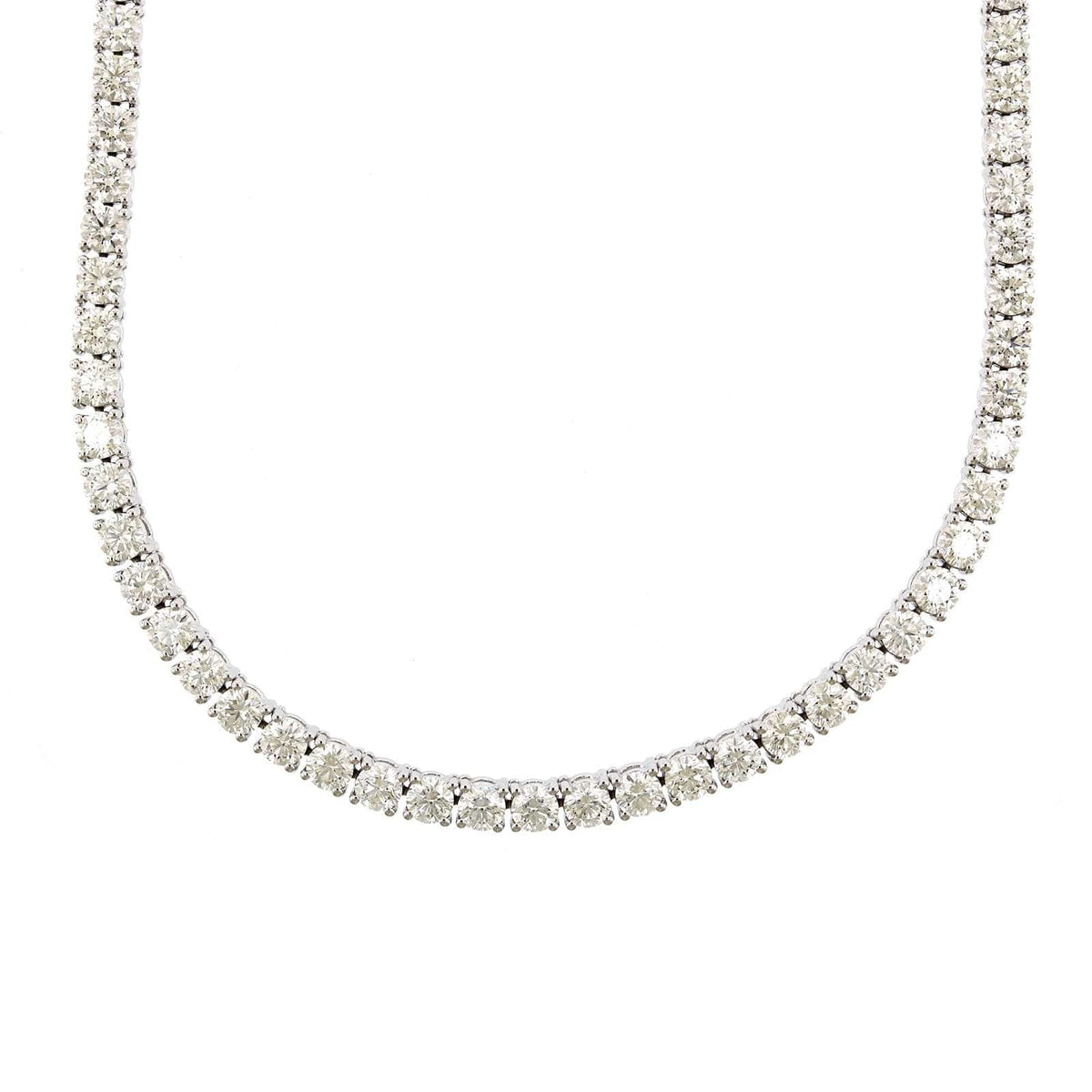18K White Gold Prong Set Diamond Line Necklace, 18k white gold, Long's Jewelers