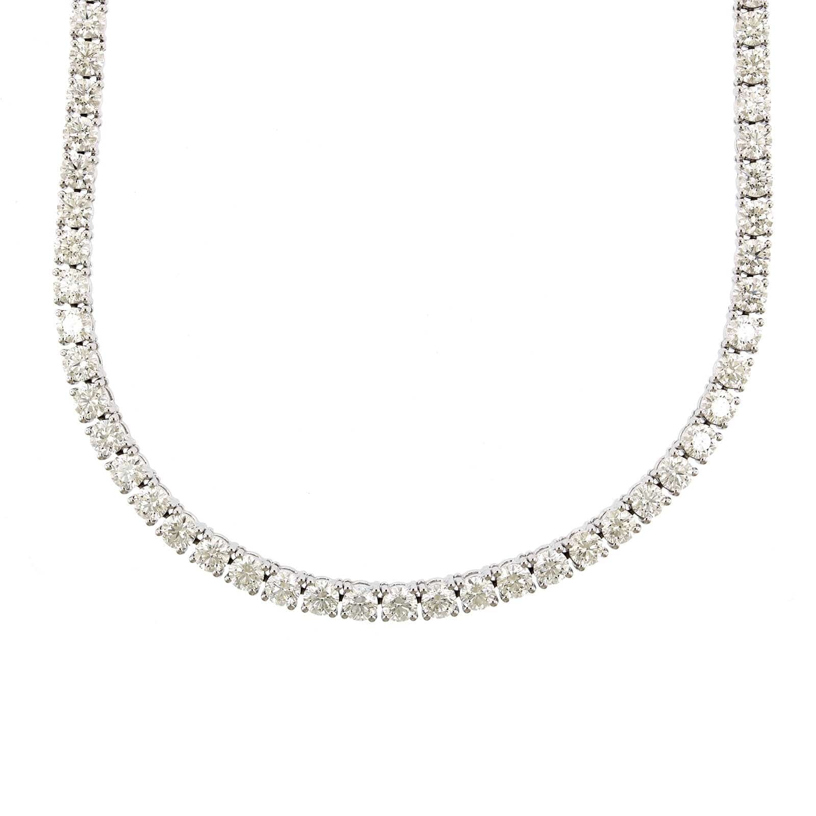 18K White Gold Prong Set Diamond Line Necklace, 18k white gold, Long's Jewelers