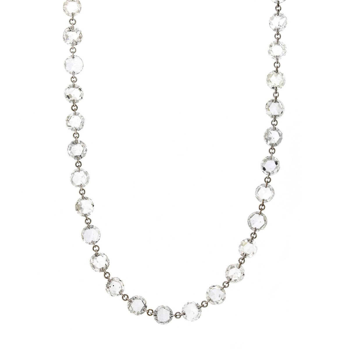 18K White Gold Rose Cut Diamond Bead Necklace, White Gold, Long's Jewelers
