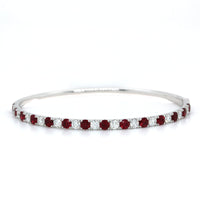 18K White Gold Ruby and Diamond Bangle Bracelet, 18k white gold, Long's Jewelers