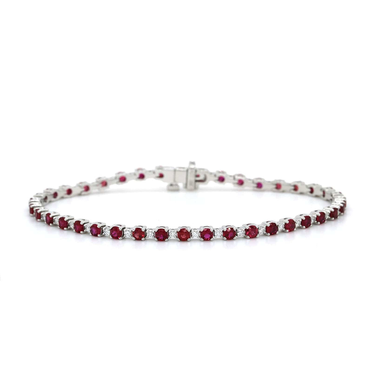18K White Gold Ruby and Diamond Tennis Bracelet, white gold, Long's Jewelers