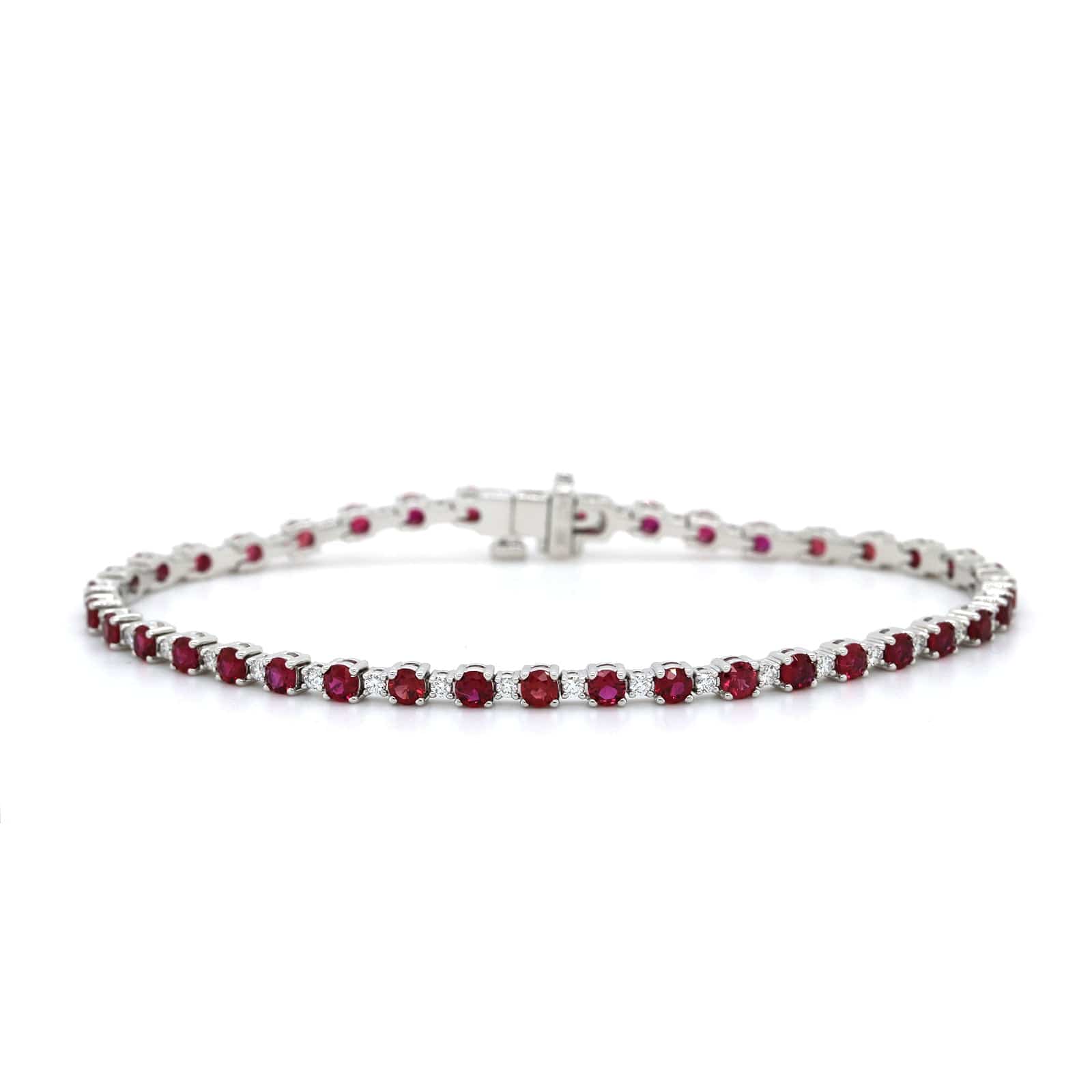 18K White Gold Ruby and Diamond Tennis Bracelet, white gold, Long's Jewelers