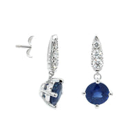 18K White Gold Sapphire Diamond Dangle Earrings, 18k white gold, Long's Jewelers
