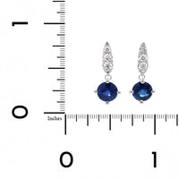 18K White Gold Sapphire Diamond Dangle Earrings, 18k white gold, Long's Jewelers