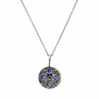 18K White Gold Sapphire Diamond Dome Necklace, 18k white gold, Long's Jewelers