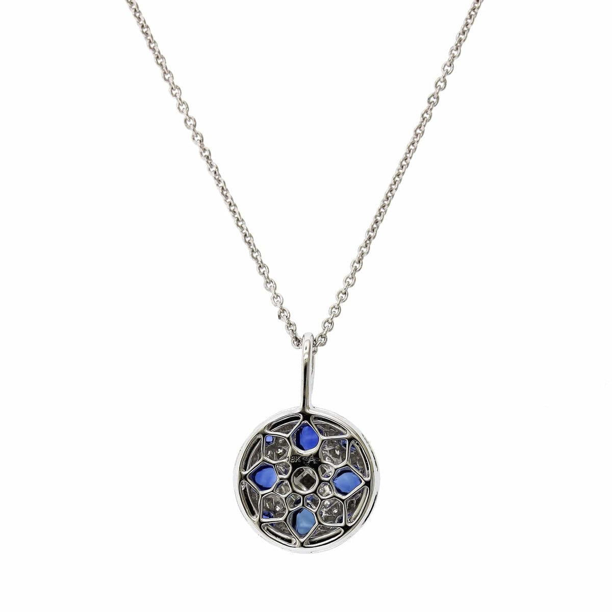 18K White Gold Sapphire Diamond Dome Necklace, 18k white gold, Long's Jewelers