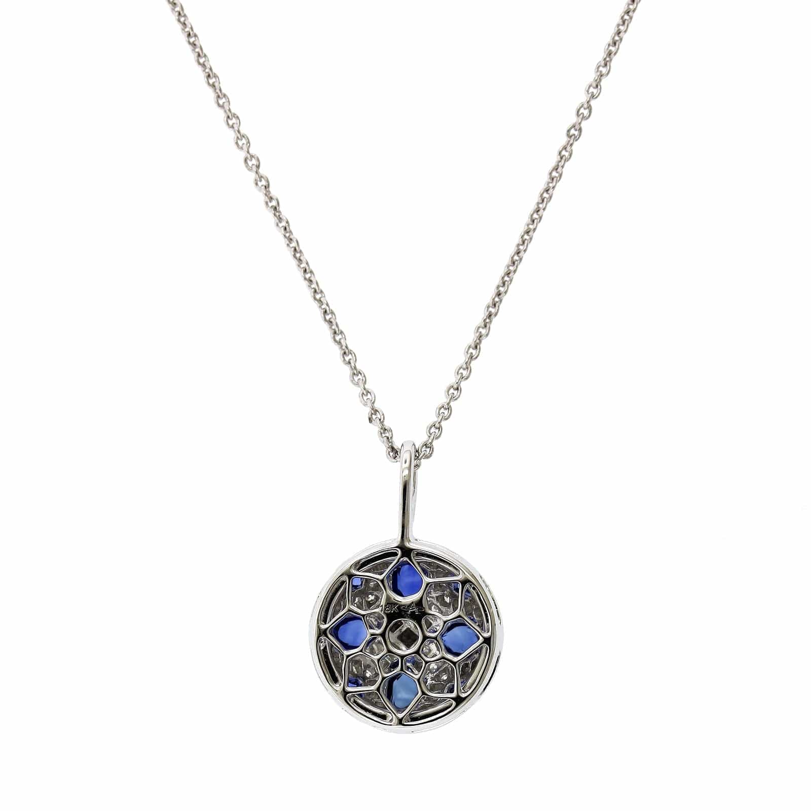18K White Gold Sapphire Diamond Dome Necklace, 18k white gold, Long's Jewelers